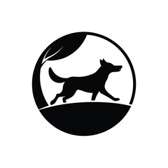 Dog Frisbee Chase Vector Illustration