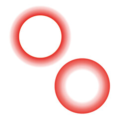 Glowing red circles. Soft shadow rings. Round light effect. Vector abstract symbol.
