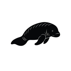 Dugong Ocean Vector Black and White