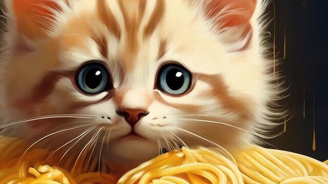 Niedliches K&auml;tzchen mit Pasta