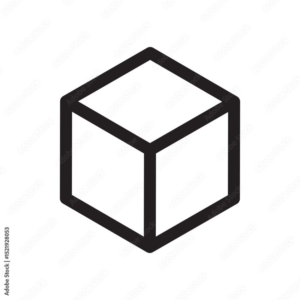 Poster isometric cube icon. abstract 3d shape. minimal black box. vector geometric form.