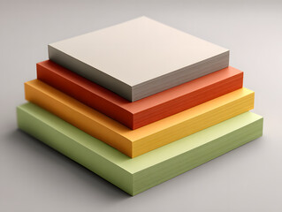 angled sticky notes layered with slight elevation