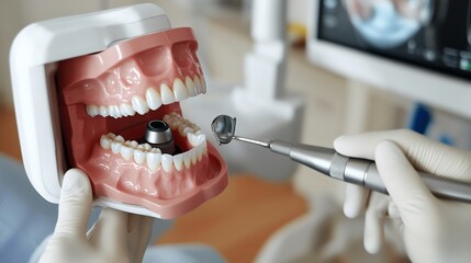 Dentist using a handheld intraoral scanner to capture a patient's bite modern dental technology high precision digital imaging