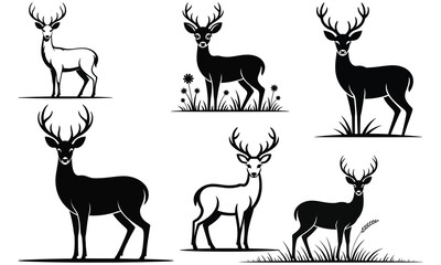 set of deer silhouettes