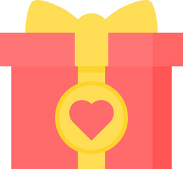 Red gift. Red gift with heart symbol.