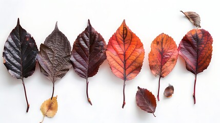 autumn leaves on white background