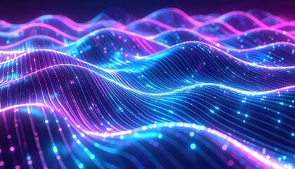 Obraz premium Neon animated mesh reflecting smooth gradient lighting in flowing motion