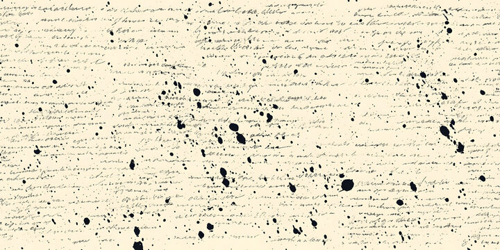 Abstract illegible handwritten text, seamless pattern. Vintage grunge bad calligraphy script, old book document. Vector illustration of monochrome unreadable handwriting cursive poetry paragraph