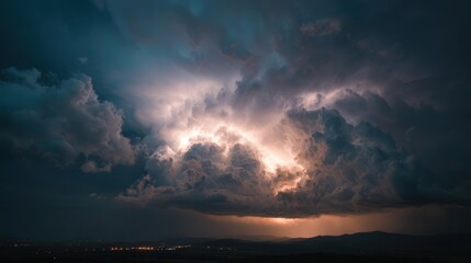 Fototapeta premium Dramatic 8K Thunderstorm Sky Dark Clouds and Lightning