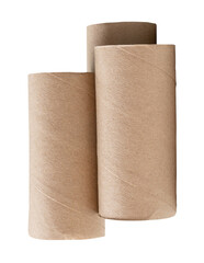 Top view of tissue paper cores or toilet paper tubes in stack after used out of tissue paper isolated on white background with clipping path
