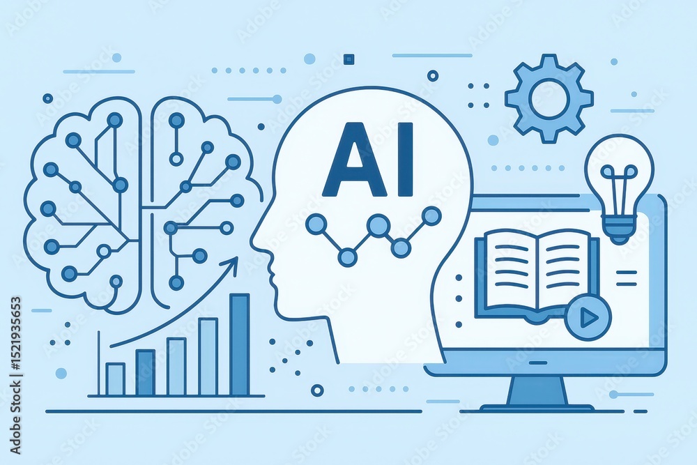 Poster artificial intelligence and machine learning concept technology and engineering online training bann