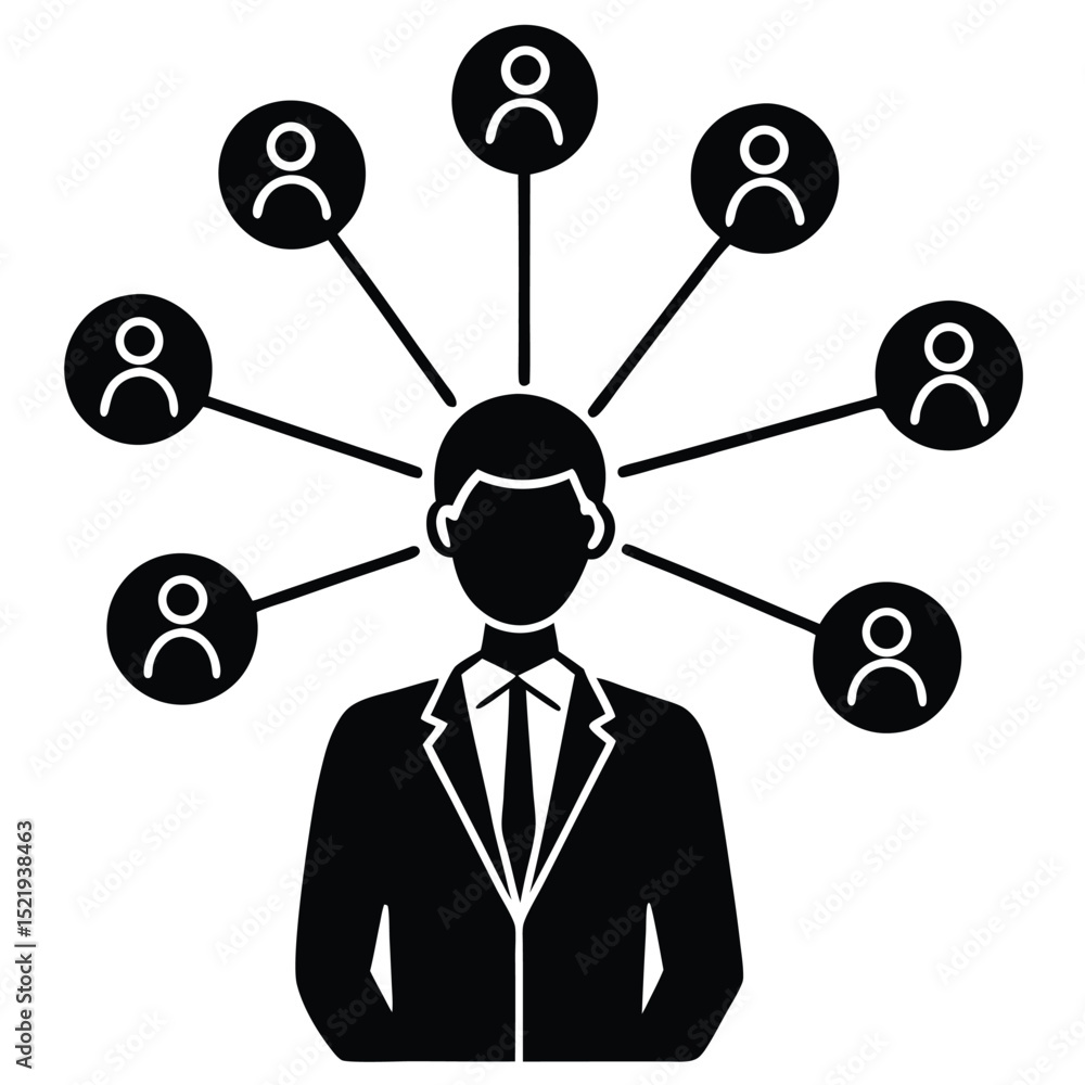 Poster marketing manager element isolated brainstorming mind map on white background