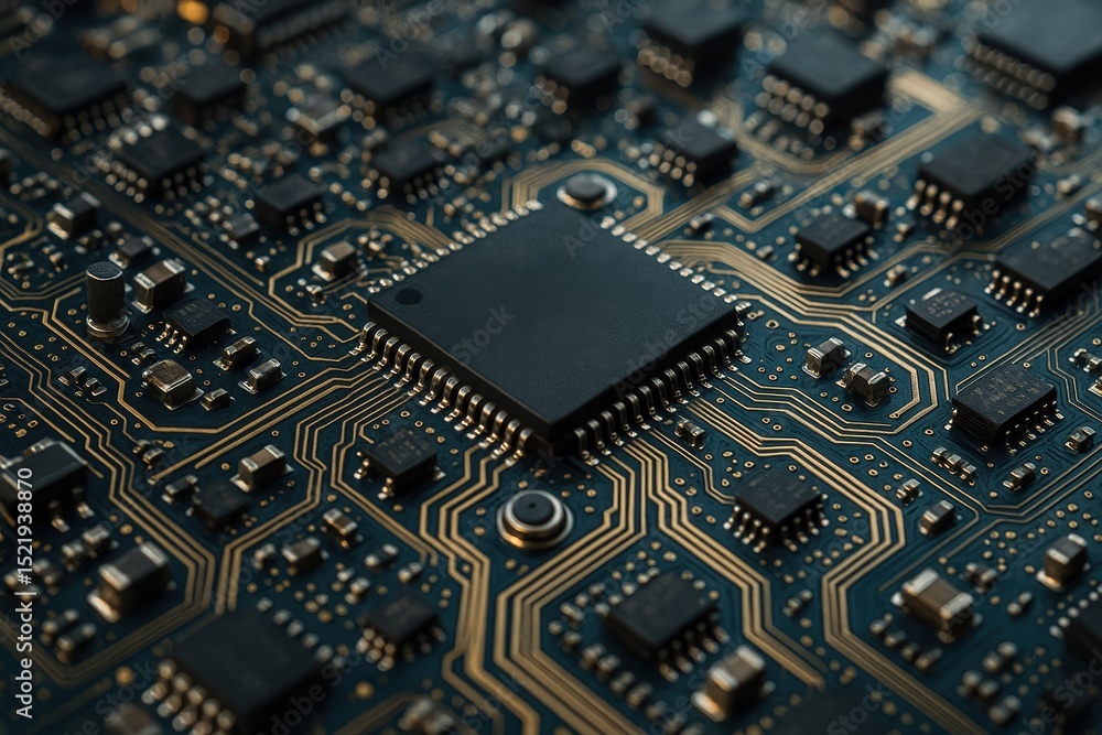 Aufkleber intricate electronic circuit board close-up revealing the complexity of modern computer hardware and