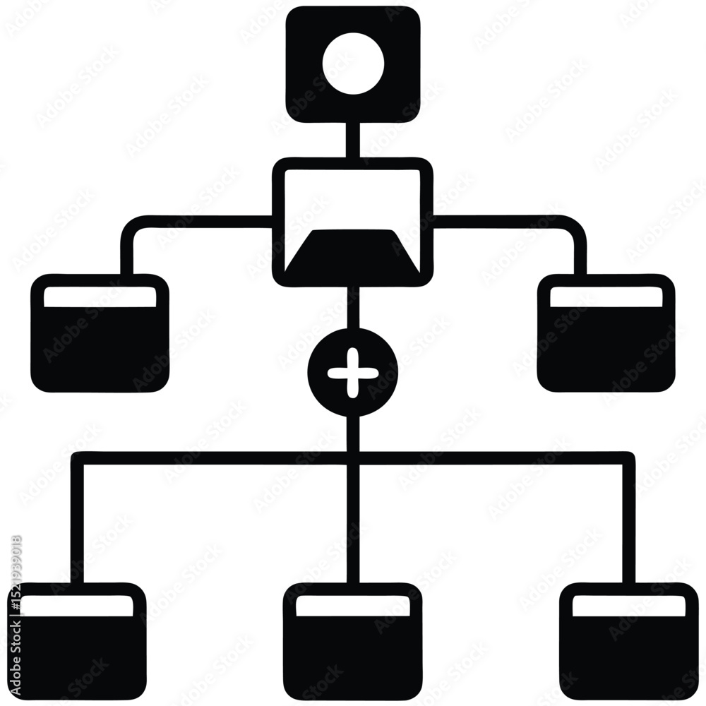 Poster marketing manager element isolated marketing automation flowchart on white background