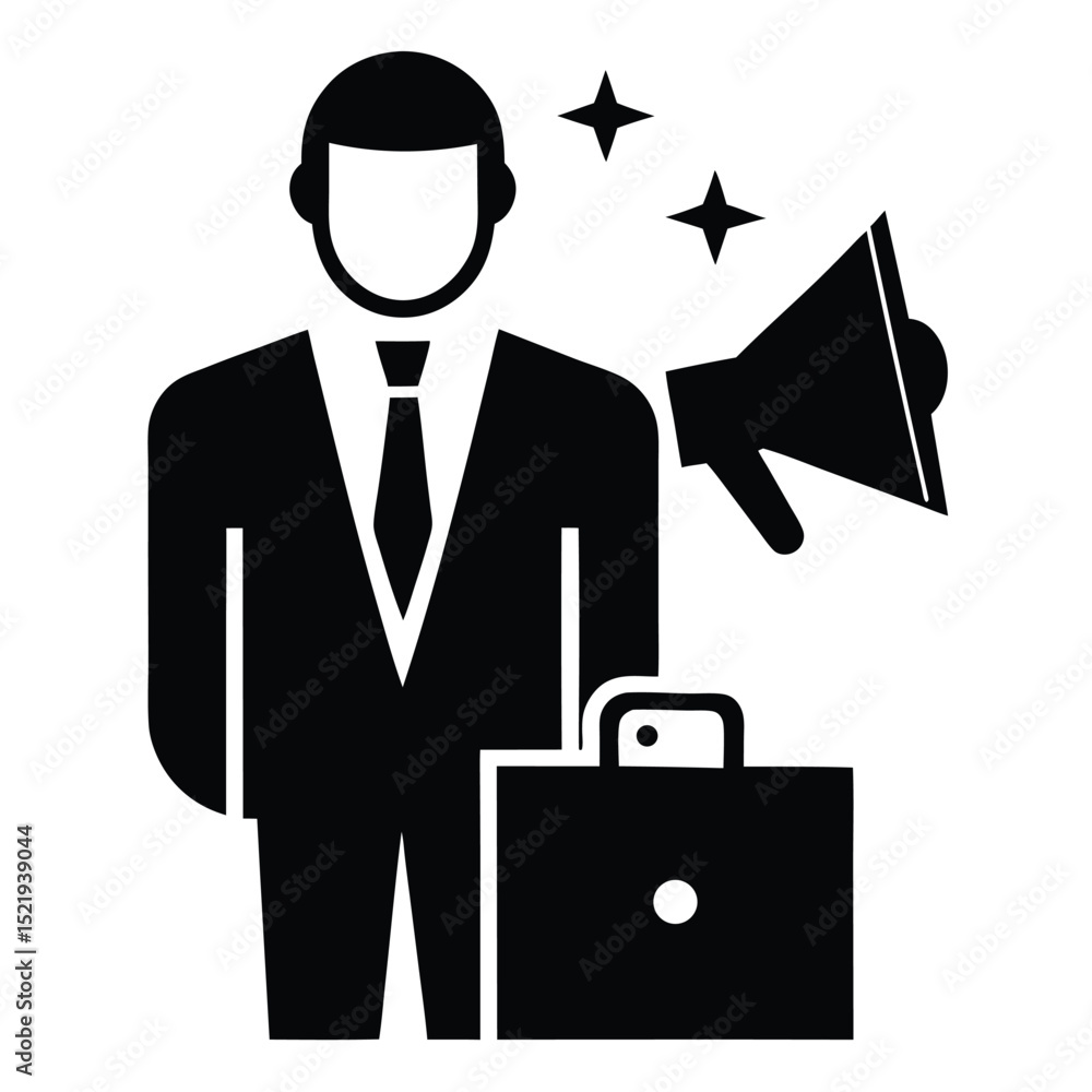 Poster marketing manager element isolated landing page layout on white background