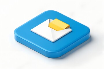 New message notification icon 3d render blue square