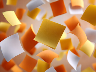 floating sticky notes arranged like falling paper