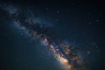 Obraz premium Breathtaking wide-field astrophotography image of the Milky Way galaxy stretching across a dark night sky filled with countless stars nebulae and distant planets
