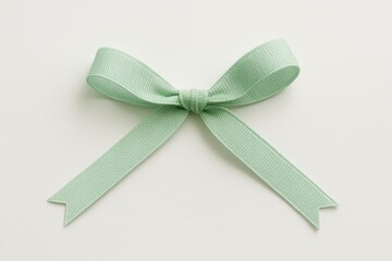 Fototapeta premium Luxurious emerald green satin ribbon tied in an elegant elaborate bow with long flowing tails isolated on a pristine white background perfect for high end gift wrapping or sophisticated branding