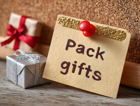 holiday prep note saying pack gifts pinned
