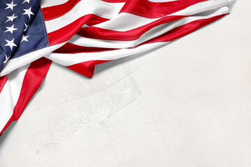 National flag of America on grunge background. Independence Day celebration