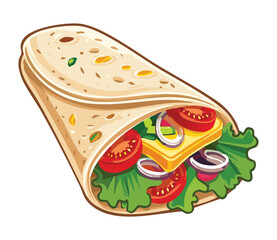 Healthy Burrito with Fresh Ingredients - Vector Illustration