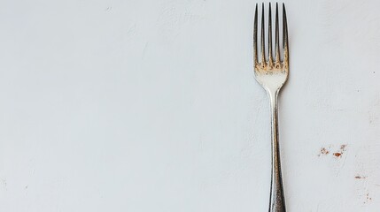 A stainless steel fork on a white backgroun