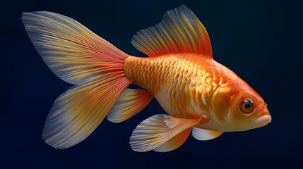 Vibrant Goldfish Displaying Delicate Fins and Vivid Colors Underwater