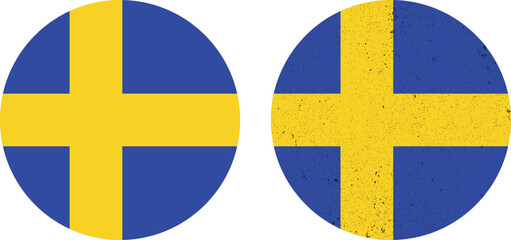 Obraz premium Swedish National Symbol. The Round Flag of Swedish is a sign symbol.