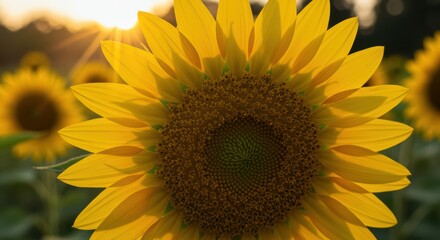 Field of Blooming Sunflowers Under the Golden Sun
