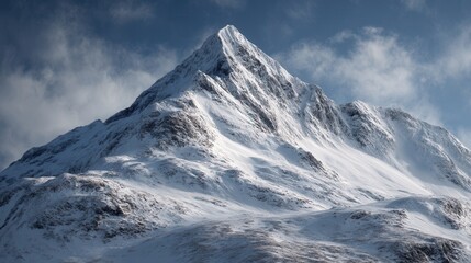 Majestic Snow-Covered Mountain Peak A Breathtaking Winter Landscape