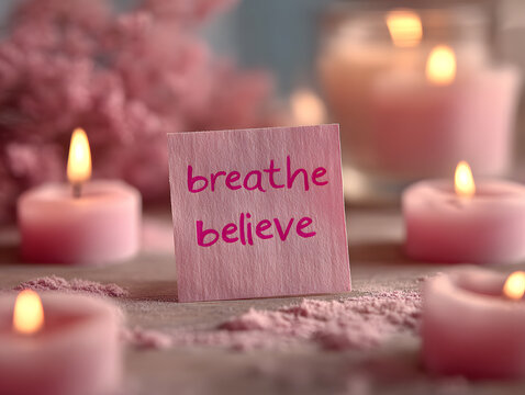 pink note paper with motivational words like 