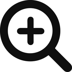 Obraz premium Zoom in icon with plus sign inside magnifying glass