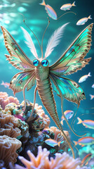 Underwater Butterfly Creature - Fantasy Sea Life Art