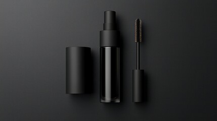 Obraz premium An overhead view of a mascara bottle and brush