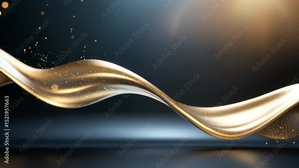Poster golden flow abstract: a captivating abstract composition, featuring a flowing golden ribbon that gra