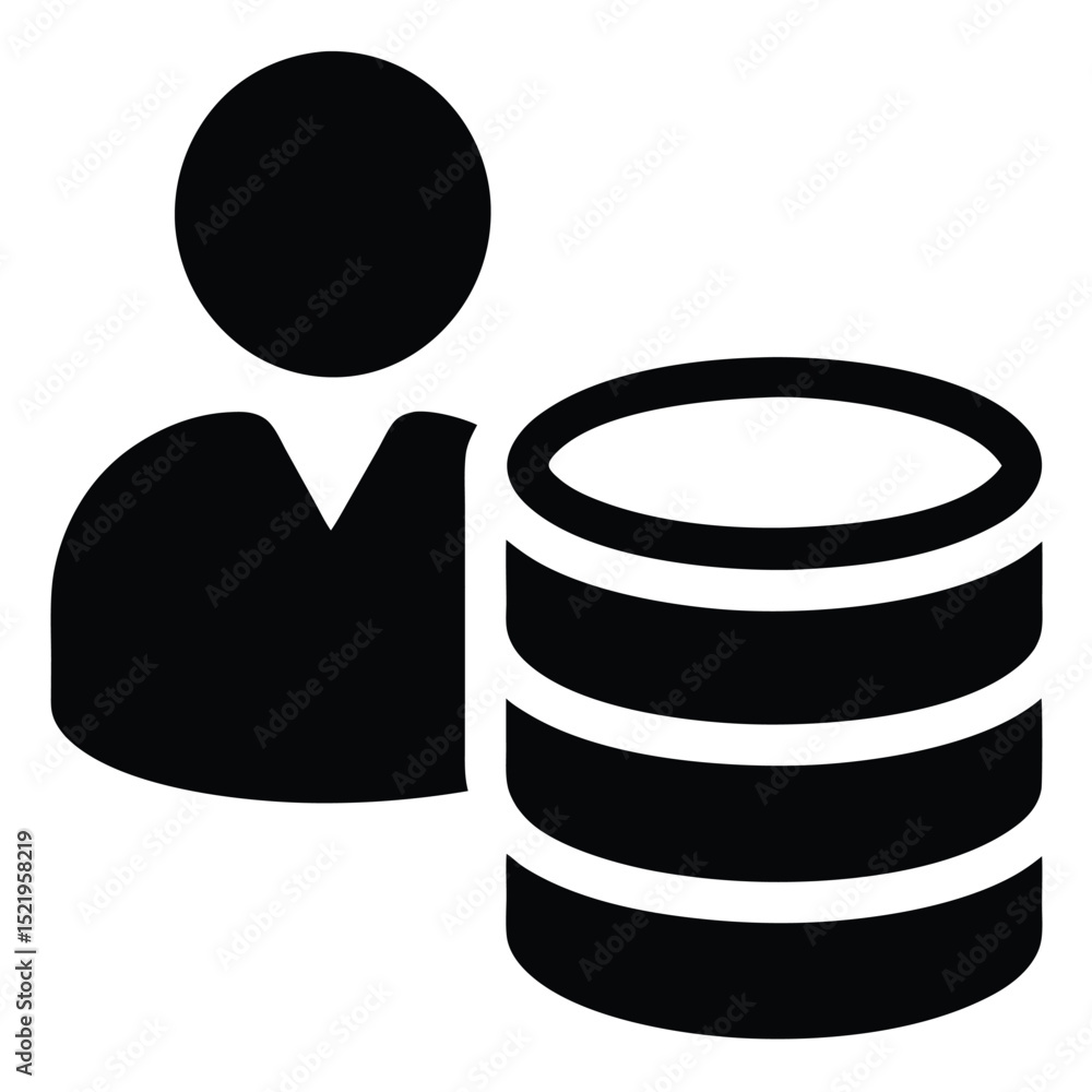 Poster salesperson element isolated client database on white background