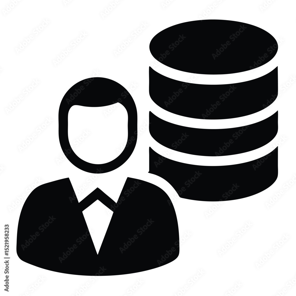 Poster salesperson element isolated client database on white background