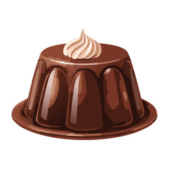 Chocolate Pudding with Whipped Cream - Vector Illustration