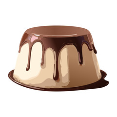 Chocolate Pudding with Dripping Sauce - Vector Illustration