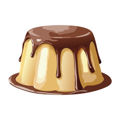 Chocolate Drizzled Pudding Dessert - Vector Illustration