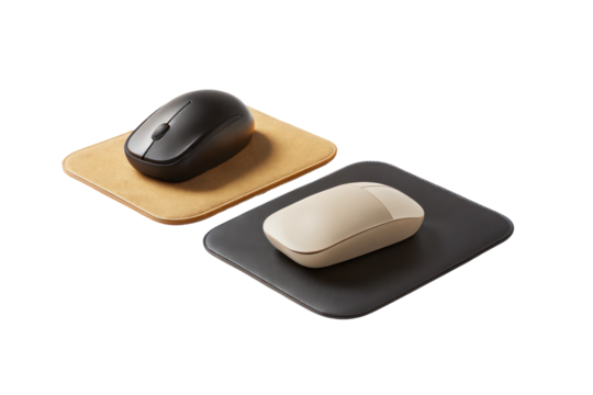 Modern Computer Mouse on a Mouse Pad Isolated on Transparent Background

