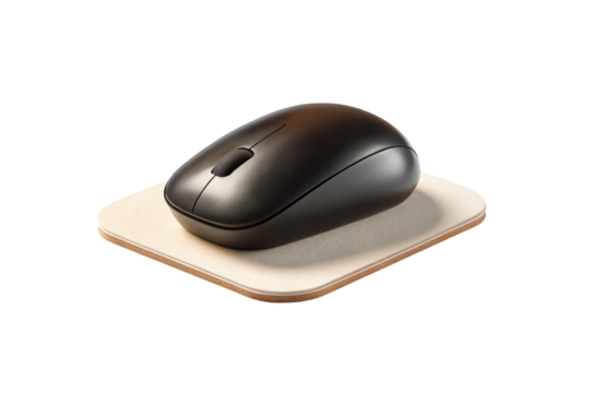 Modern Computer Mouse on a Mouse Pad Isolated on Transparent Background

