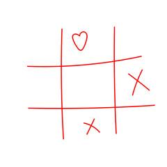 Tic tac toe xox game icon. Decorative xox game Sign crosses and Hearts. vector illustration