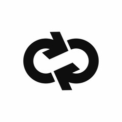 Two arrow spin icon template. Recycle round, circle refresh or restart, thin line symbol on white...