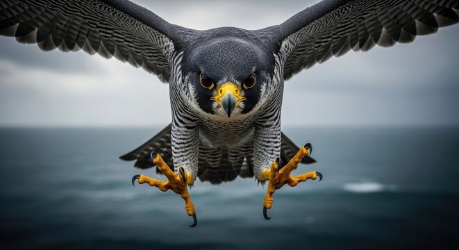 Majestic Peregrine Falcon in Flight A Stunning Close-Up