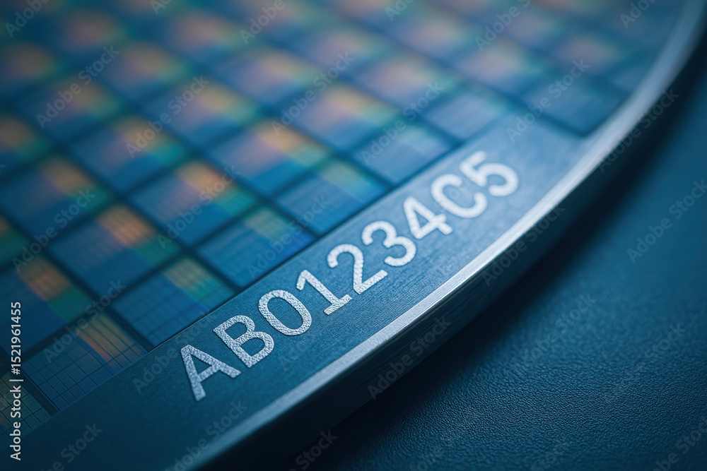 Poster semiconductor production is key part of industry with detailed microchip wafers used in advanced tec