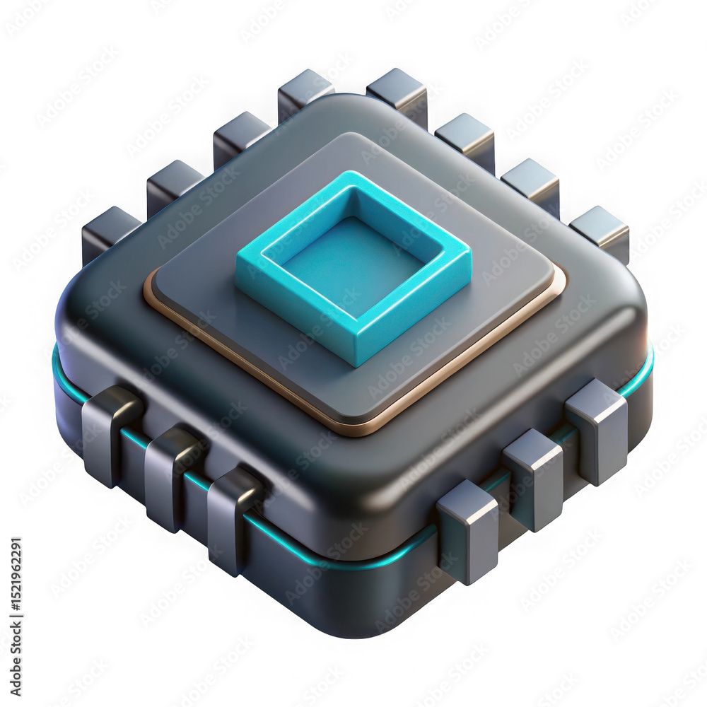 Poster futuristic microchip icon isolated on transparent background