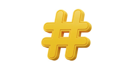 Obraz premium 3d yellow hashtag symbol isolated on transparent background