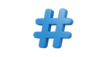Obraz premium 3d blue hashtag symbol isolated on transparent background